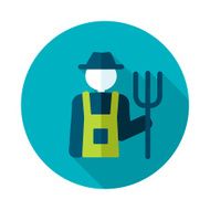 Farmers flat icon with long shadow