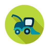 Combine harvester flat icon with long shadow