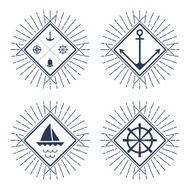Set of nautical logos badges and labels N17