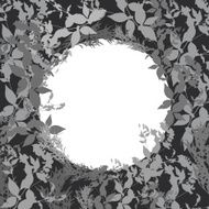 Abstract design black leaf silhouette card for text in circle