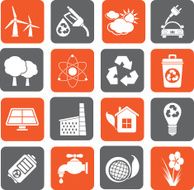 Silhouette Ecology environment and recycling icons