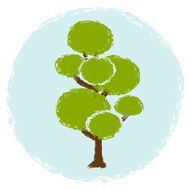 Simple abstract green tree in grunge style
