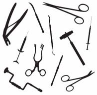 silhouettes of surgical instruments
