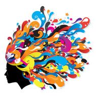 Female&#039;s Profile with colorful wave N2