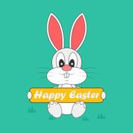 Abstract cute easter rabbit with banner N2