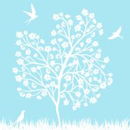blooming tree and birds N2