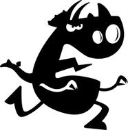 Cartoon Triceratops Silhouette Charging