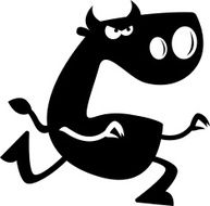 Cartoon Bull Silhouette Charging