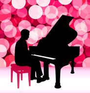 Piano Musician on Lens Flare Background