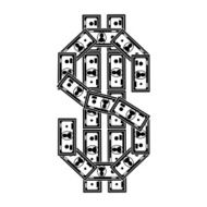 Business icon Dollar symbol made up of banknotes