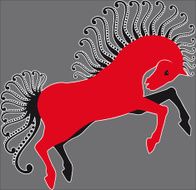decoration running red horse on grey background