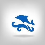 Emblem of a dolphin over the sea N3