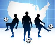 Soccer Players with United States Background