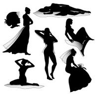 Romantic woman silhouettes N2