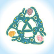 Vector Easter card with rabbit paper cutting N2
