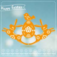 Vector Easter card with rabbit paper cutting N3