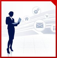 businesswoman working accessing internet on laptop