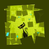 Green cartoon cat