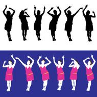 female cheering silhouettes