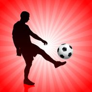 Soccer Player on Abstract Red Background