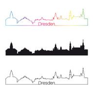 Dresden skyline linear style with rainbow