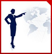 Female Business executive on global communication background