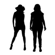 Vector silhouette of women N134