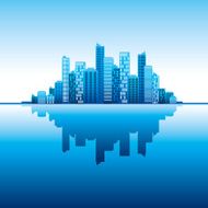 blue panorama city vertical background