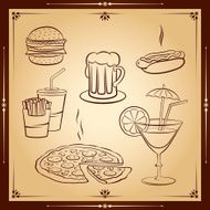 Fast food icon set Vector illustration