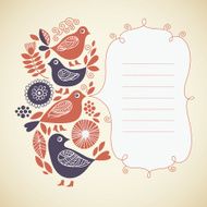 Frame for text greeting card with cute birds