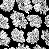 seamless black flowers