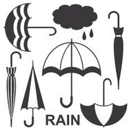 Umbrellas silhouette icons vector set N2