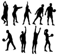people playing volleyball silhouette vector