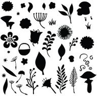 Vector silhouette of different flowers N2