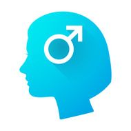 Woman head icon with a male sign