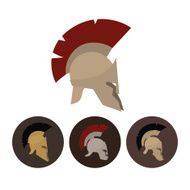 Set of four antique helmets vector illustration