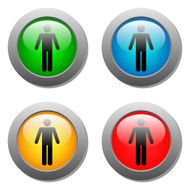 Standing human icon set on glass buttons N2