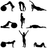 Female silhouettes working out