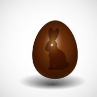 chocolate Easter egg with rabbit silhouette