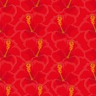 seamless red background with hibiscus flowers