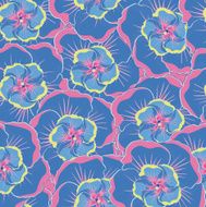 seamless blue background with hibiscus flowers