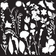 Vector silhouette of different flowers N4