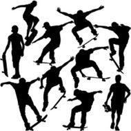 Skateboarders Silhouette Set