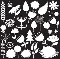 Vector silhouette of different flowers N5