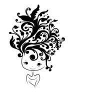 Female head silhouette floral hairstyle for your design