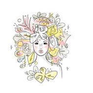 Woman portrait with hairstyle for christmas carnival