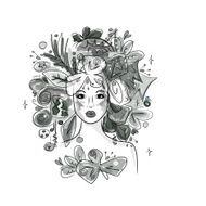 Woman portrait with hairstyle for christmas carnival N2