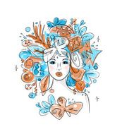 Woman portrait with hairstyle for christmas carnival N3