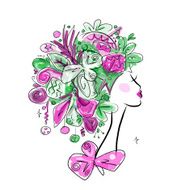 Woman portrait with hairstyle for christmas carnival N5