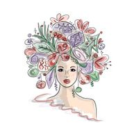 Woman portrait with hairstyle for christmas carnival N8